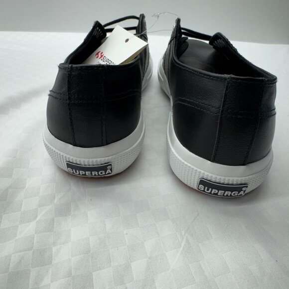 NEW! Unisex Superga Black Nappa Leather Sneakers - Picture 10 of 13